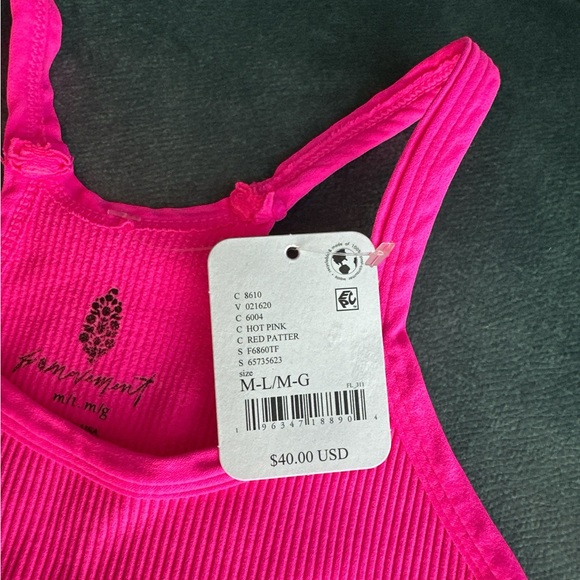 Free People Hot Pink Ribbed Tank Top - Picture 4 of 4
